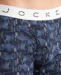 Super Combed Cotton Elastane Stretch Printed Boxer Brief with Ultrasoft Waistband - Black