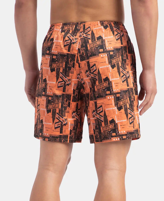 Super Combed Cotton Satin Weave Printed Boxer Shorts with Side Pocket - Flamingo