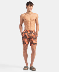 Super Combed Cotton Satin Weave Printed Boxer Shorts with Side Pocket - Flamingo
