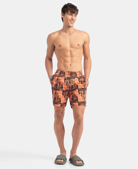 Super Combed Cotton Satin Weave Printed Boxer Shorts with Side Pocket - Flamingo