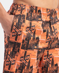 Super Combed Cotton Satin Weave Printed Boxer Shorts with Side Pocket - Flamingo