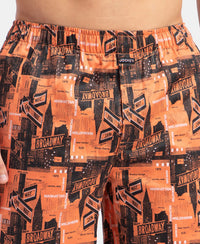 Super Combed Cotton Satin Weave Printed Boxer Shorts with Side Pocket - Flamingo