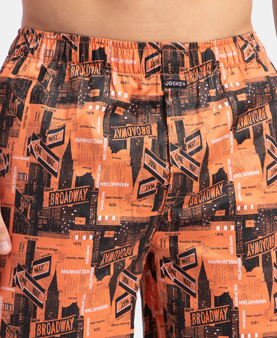 Super Combed Cotton Satin Weave Printed Boxer Shorts with Side Pocket - Flamingo