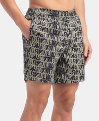 Super Combed Cotton Satin Weave Printed Boxer Shorts with Side Pocket - Grey