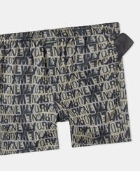 Super Combed Cotton Satin Weave Printed Boxer Shorts with Side Pocket - Grey