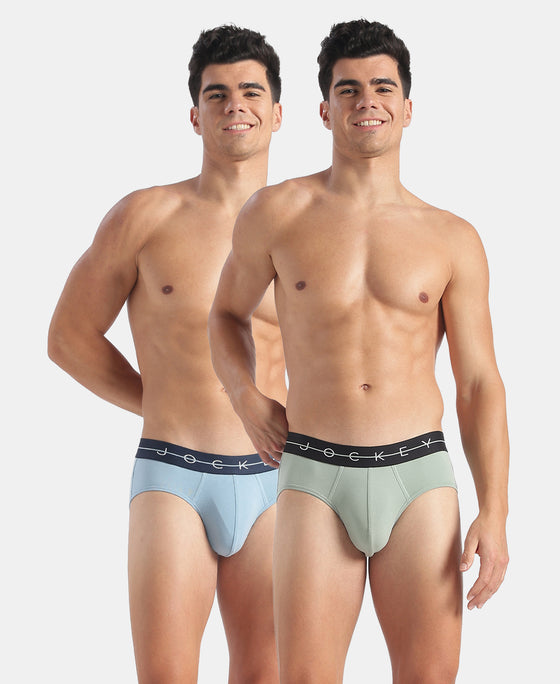 Super Combed Cotton Elastane Stretch Solid Brief with Ultrasoft Waistband - Assorted (Pack of 2)