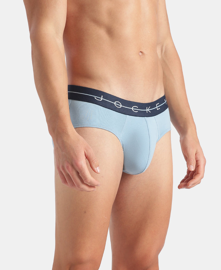 Super Combed Cotton Elastane Stretch Solid Brief with Ultrasoft Waistband - Assorted (Pack of 2)
