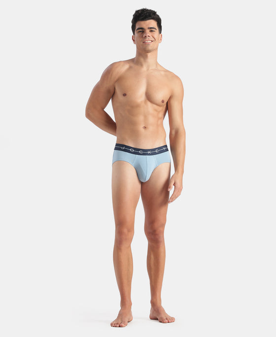 Super Combed Cotton Elastane Stretch Solid Brief with Ultrasoft Waistband - Assorted (Pack of 2)