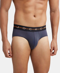 Super Combed Cotton Elastane Stretch Solid Brief with Ultrasoft Waistband - Black & Graphite (Pack of 2)