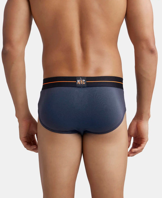 Super Combed Cotton Elastane Stretch Solid Brief with Ultrasoft Waistband - Black & Graphite (Pack of 2)