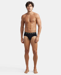 Super Combed Cotton Elastane Stretch Solid Brief with Ultrasoft Waistband - Black & Graphite (Pack of 2)