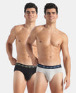Super Combed Cotton Elastane Stretch Solid Brief with Ultrasoft Waistband - Black & Golden Poppy (Pack of 2)