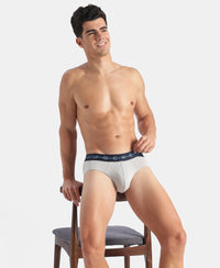 Super Combed Cotton Elastane Stretch Solid Brief with Ultrasoft Waistband - Black & Golden Poppy (Pack of 2)