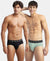 Super Combed Cotton Elastane Stretch Solid Brief with Ultrasoft Waistband - Black & Iceberg Green (Pack of 2)