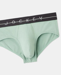 Super Combed Cotton Elastane Stretch Solid Brief with Ultrasoft Waistband - Black & Iceberg Green (Pack of 2)