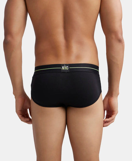 Super Combed Cotton Elastane Stretch Solid Brief with Ultrasoft Waistband - Black & Iceberg Green (Pack of 2)