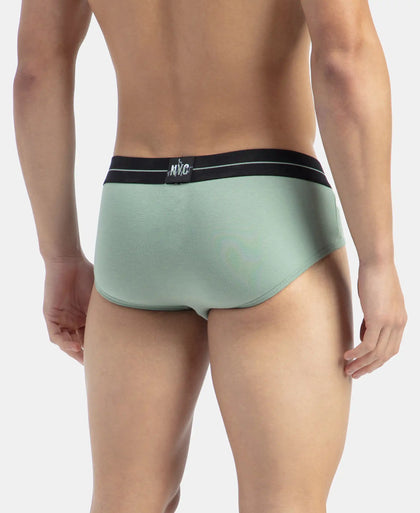 Super Combed Cotton Elastane Stretch Solid Brief with Ultrasoft Waistband - Black & Iceberg Green (Pack of 2)