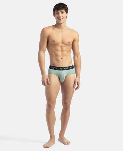 Super Combed Cotton Elastane Stretch Solid Brief with Ultrasoft Waistband - Black & Iceberg Green (Pack of 2)