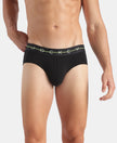 Super Combed Cotton Elastane Stretch Solid Brief with Ultrasoft Waistband - Black