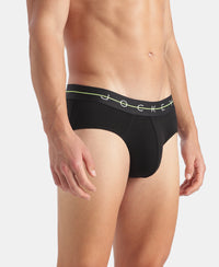 Super Combed Cotton Elastane Stretch Solid Brief with Ultrasoft Waistband - Black