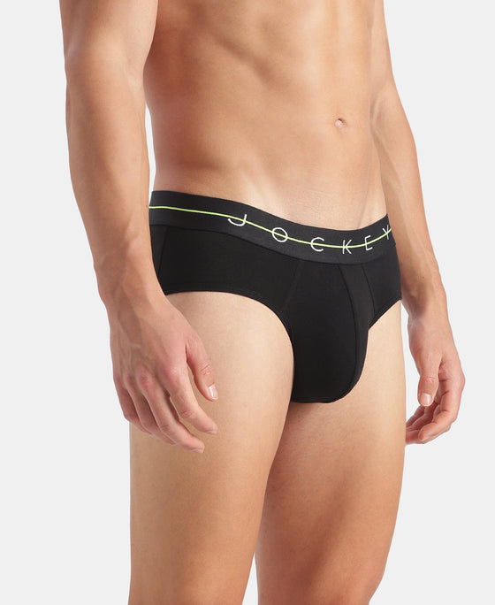 Super Combed Cotton Elastane Stretch Solid Brief with Ultrasoft Waistband - Black
