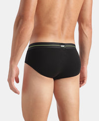 Super Combed Cotton Elastane Stretch Solid Brief with Ultrasoft Waistband - Black