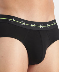 Super Combed Cotton Elastane Stretch Solid Brief with Ultrasoft Waistband - Black