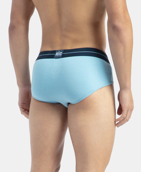 Super Combed Cotton Elastane Stretch Solid Brief with Ultrasoft Waistband - Dusk Blue