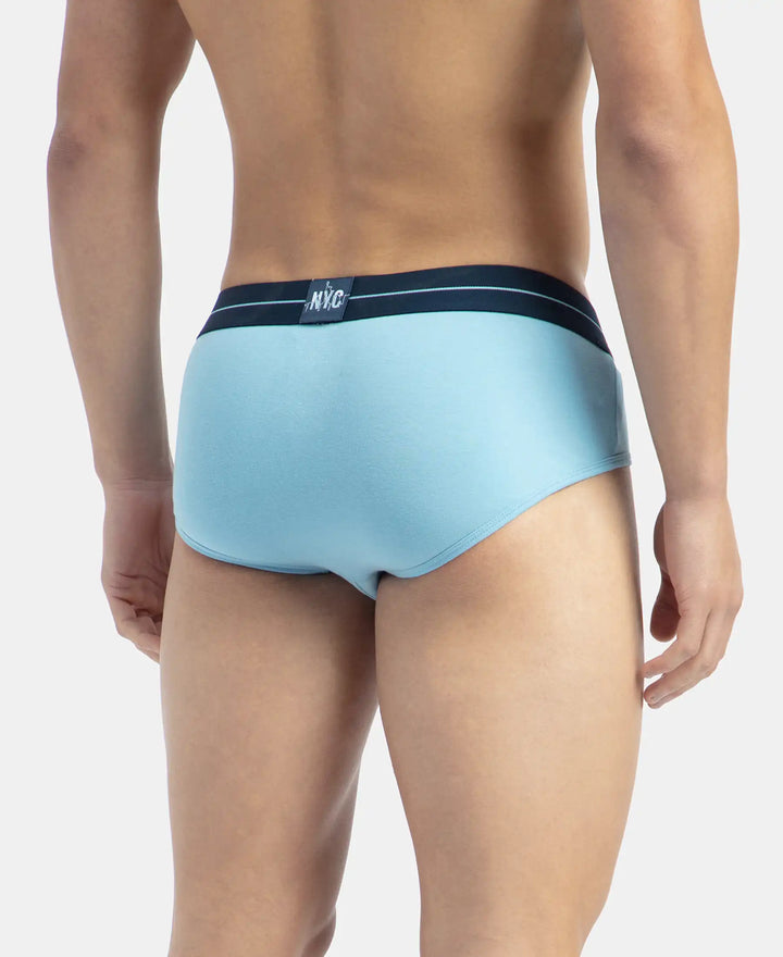 Super Combed Cotton Elastane Stretch Solid Brief with Ultrasoft Waistband - Dusk Blue