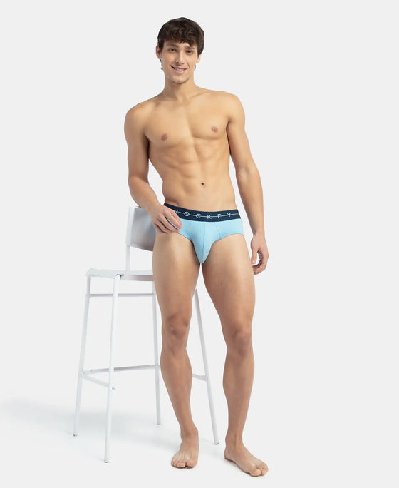 Super Combed Cotton Elastane Stretch Solid Brief with Ultrasoft Waistband - Dusk Blue
