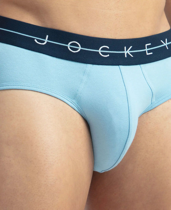 Super Combed Cotton Elastane Stretch Solid Brief with Ultrasoft Waistband - Dusk Blue