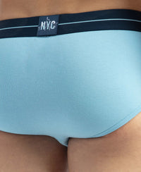 Super Combed Cotton Elastane Stretch Solid Brief with Ultrasoft Waistband - Dusk Blue
