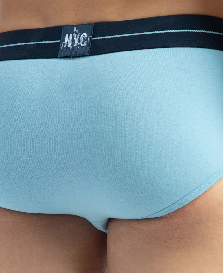 Super Combed Cotton Elastane Stretch Solid Brief with Ultrasoft Waistband - Dusk Blue