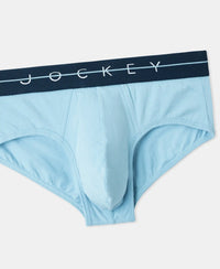 Super Combed Cotton Elastane Stretch Solid Brief with Ultrasoft Waistband - Dusk Blue