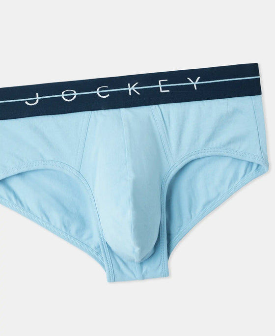 Super Combed Cotton Elastane Stretch Solid Brief with Ultrasoft Waistband - Dusk Blue
