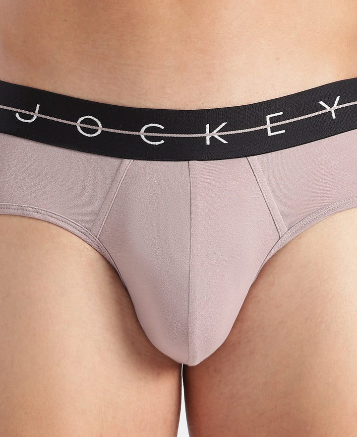 Super Combed Cotton Elastane Stretch Solid Brief with Ultrasoft Waistband - Gunmetal & Purple Dove (Pack of 2)