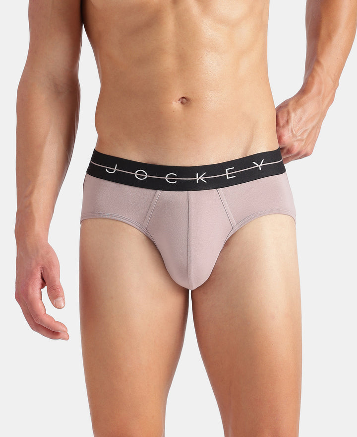 Super Combed Cotton Elastane Stretch Solid Brief with Ultrasoft Waistband - Gunmetal & Purple Dove (Pack of 2)