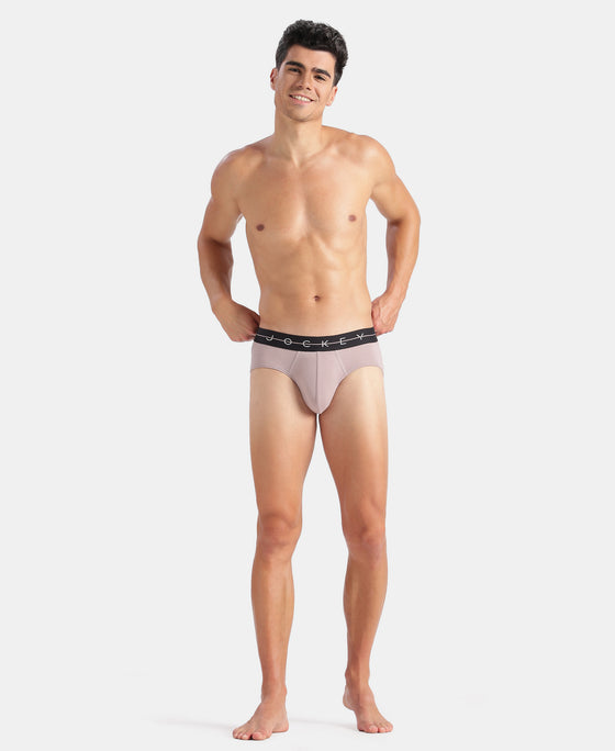 Super Combed Cotton Elastane Stretch Solid Brief with Ultrasoft Waistband - Gunmetal & Purple Dove (Pack of 2)