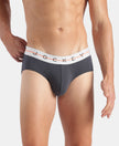 Super Combed Cotton Elastane Stretch Solid Brief with Ultrasoft Waistband - Graphite