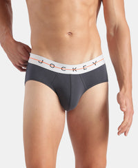 Super Combed Cotton Elastane Stretch Solid Brief with Ultrasoft Waistband - Graphite