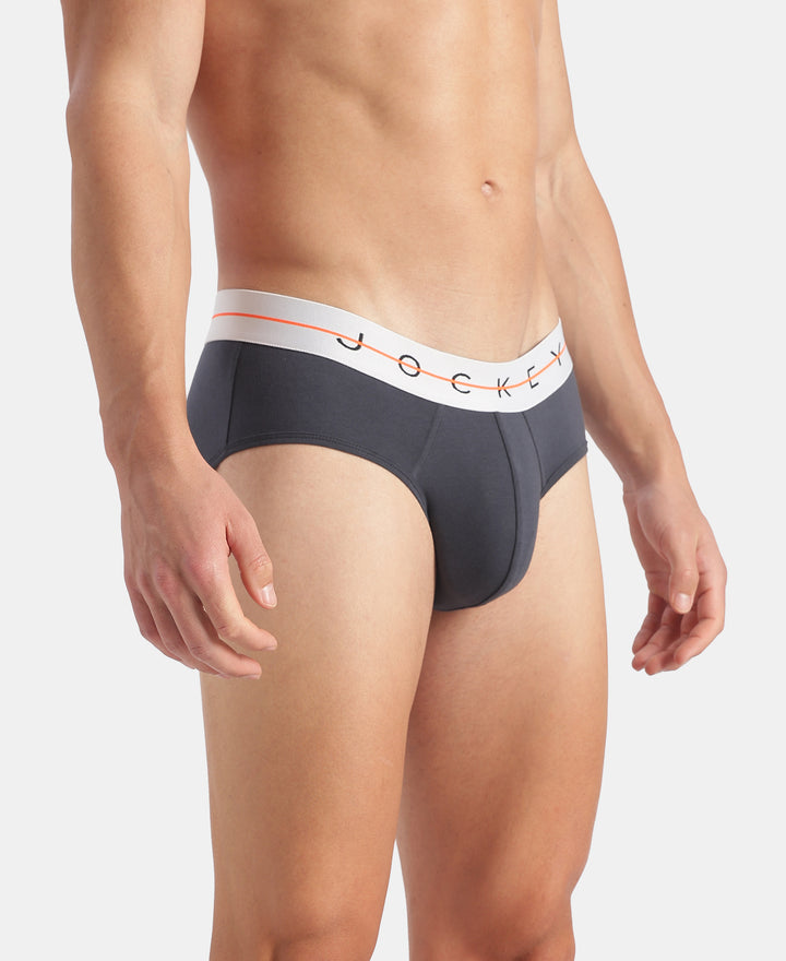 Super Combed Cotton Elastane Stretch Solid Brief with Ultrasoft Waistband - Graphite