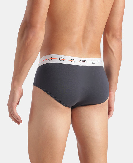 Super Combed Cotton Elastane Stretch Solid Brief with Ultrasoft Waistband - Graphite
