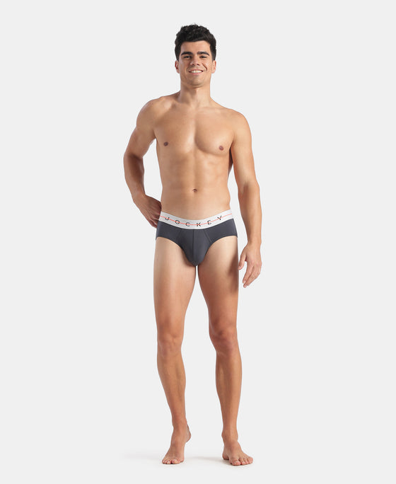 Super Combed Cotton Elastane Stretch Solid Brief with Ultrasoft Waistband - Graphite
