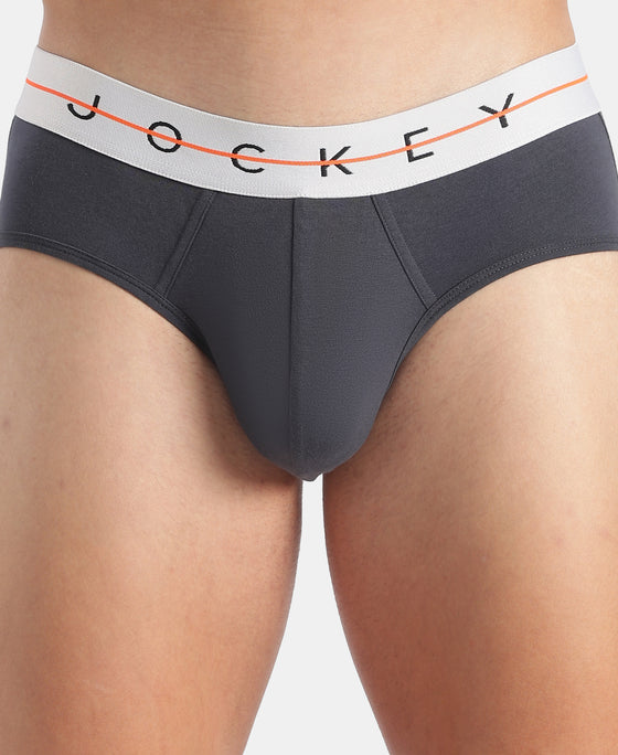 Super Combed Cotton Elastane Stretch Solid Brief with Ultrasoft Waistband - Graphite