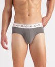 Super Combed Cotton Elastane Stretch Solid Brief with Ultrasoft Waistband - Gunmetal