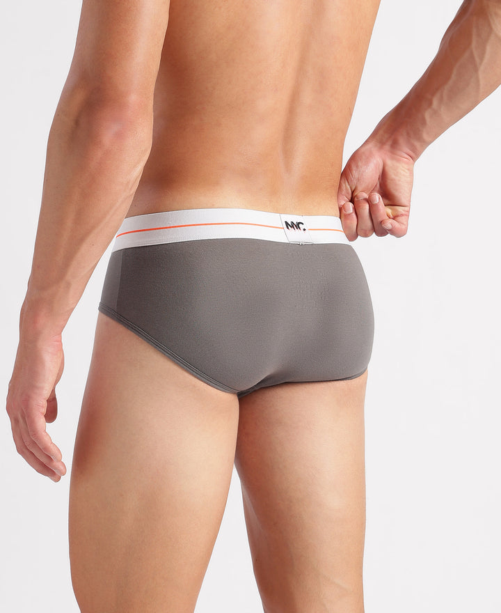Super Combed Cotton Elastane Stretch Solid Brief with Ultrasoft Waistband - Gunmetal