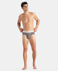 Super Combed Cotton Elastane Stretch Solid Brief with Ultrasoft Waistband - Gunmetal