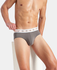 Super Combed Cotton Elastane Stretch Solid Brief with Ultrasoft Waistband - Gunmetal
