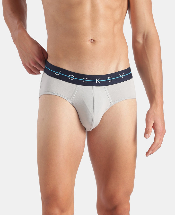 Super Combed Cotton Elastane Stretch Solid Brief with Ultrasoft Waistband - Harbor Mist