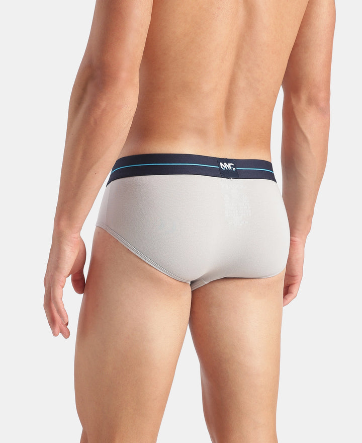 Super Combed Cotton Elastane Stretch Solid Brief with Ultrasoft Waistband - Harbor Mist